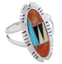 Sterling Silver Multicolor Inlay Southwest Ring Size 9-1/2 EX21941